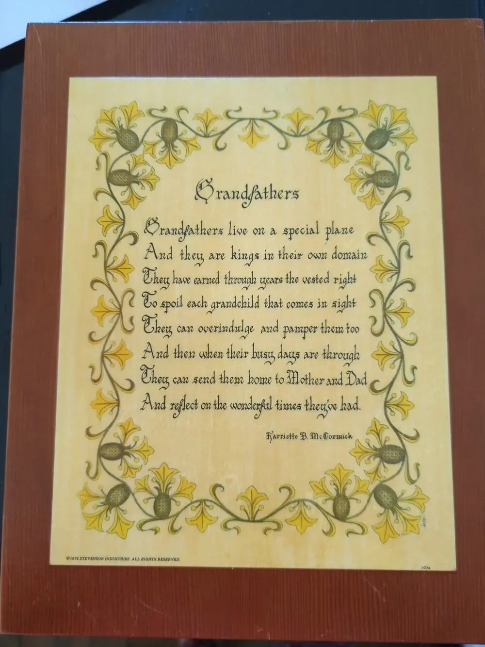 Vintage Grandfathers Wooden Plaque